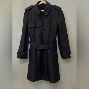 Zara black water resistant belted trench coat, women’s size large, mob wife vibe